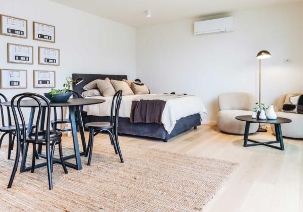 Inside studio modular home built by The Quarters Co in Victoria