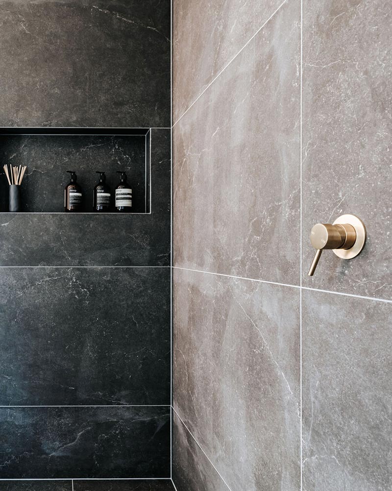 Quality shower fittings inside modular home built by The Quarters Co in Victoria