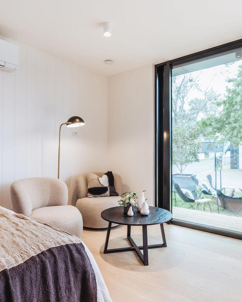 Inside studio modular home built by The Quarters Co in Victoria